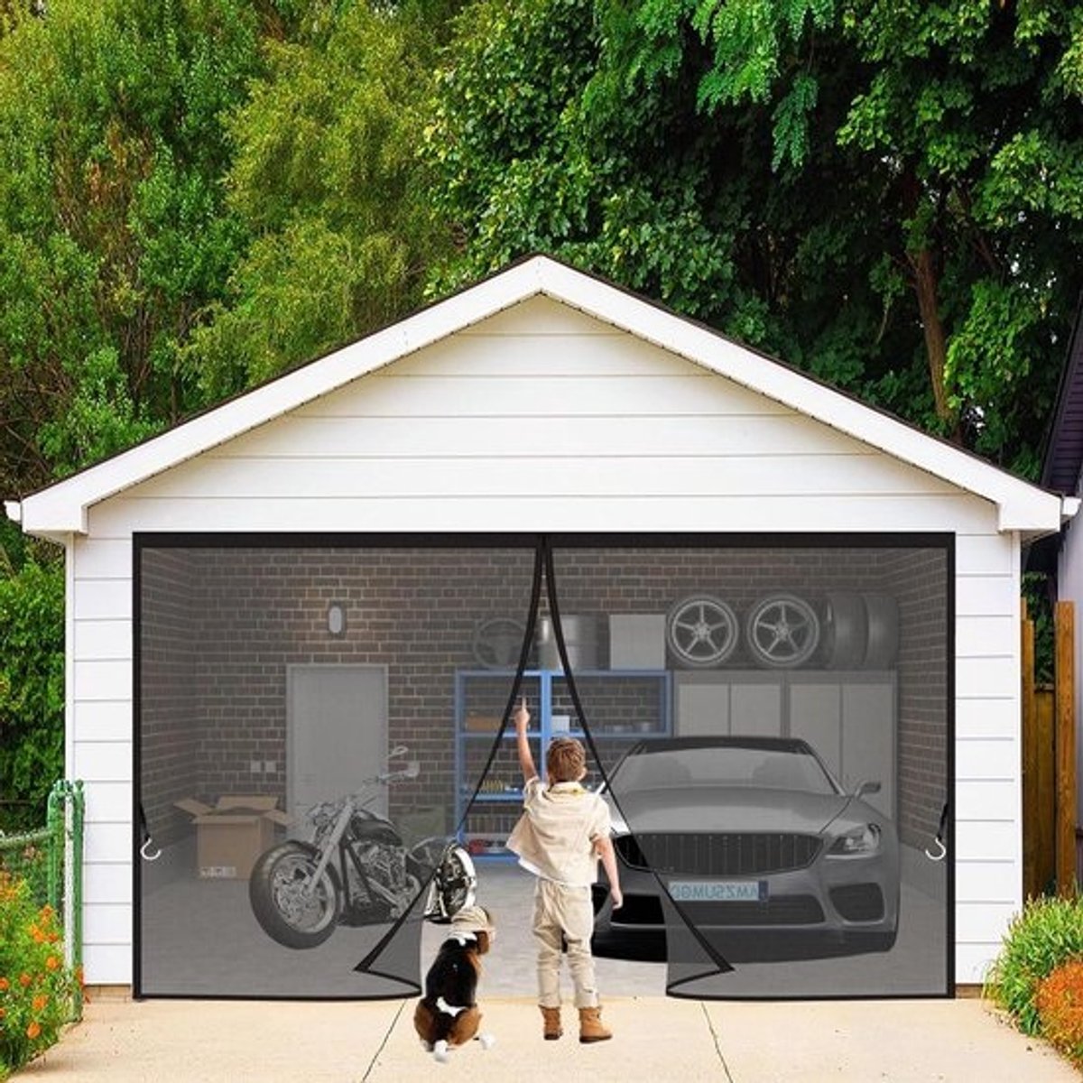 Magnetische hordeur - Insectenhor Deur - Insecten Buiten - Full-frame tape - 185 x 200 cm - Zwart