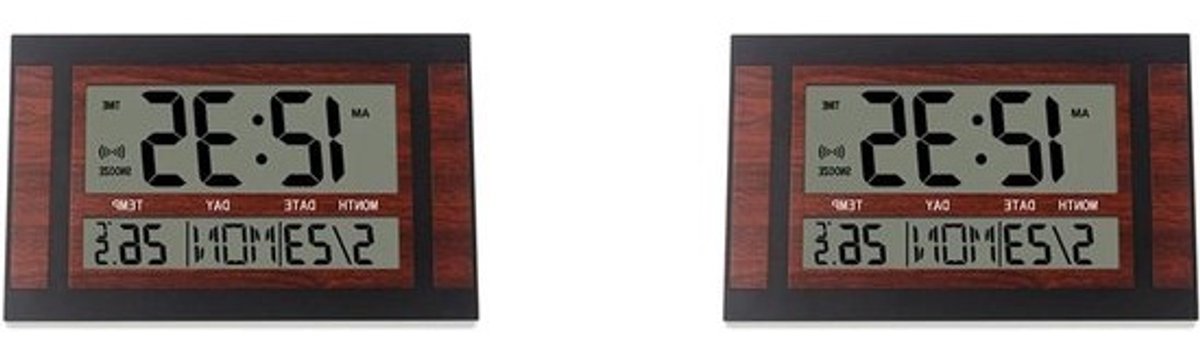 Digitale Wandklok - Wekker Bureauklok - Tijd Weergeven - Extra Groot Display - 25 x 155 cm - Zwart
