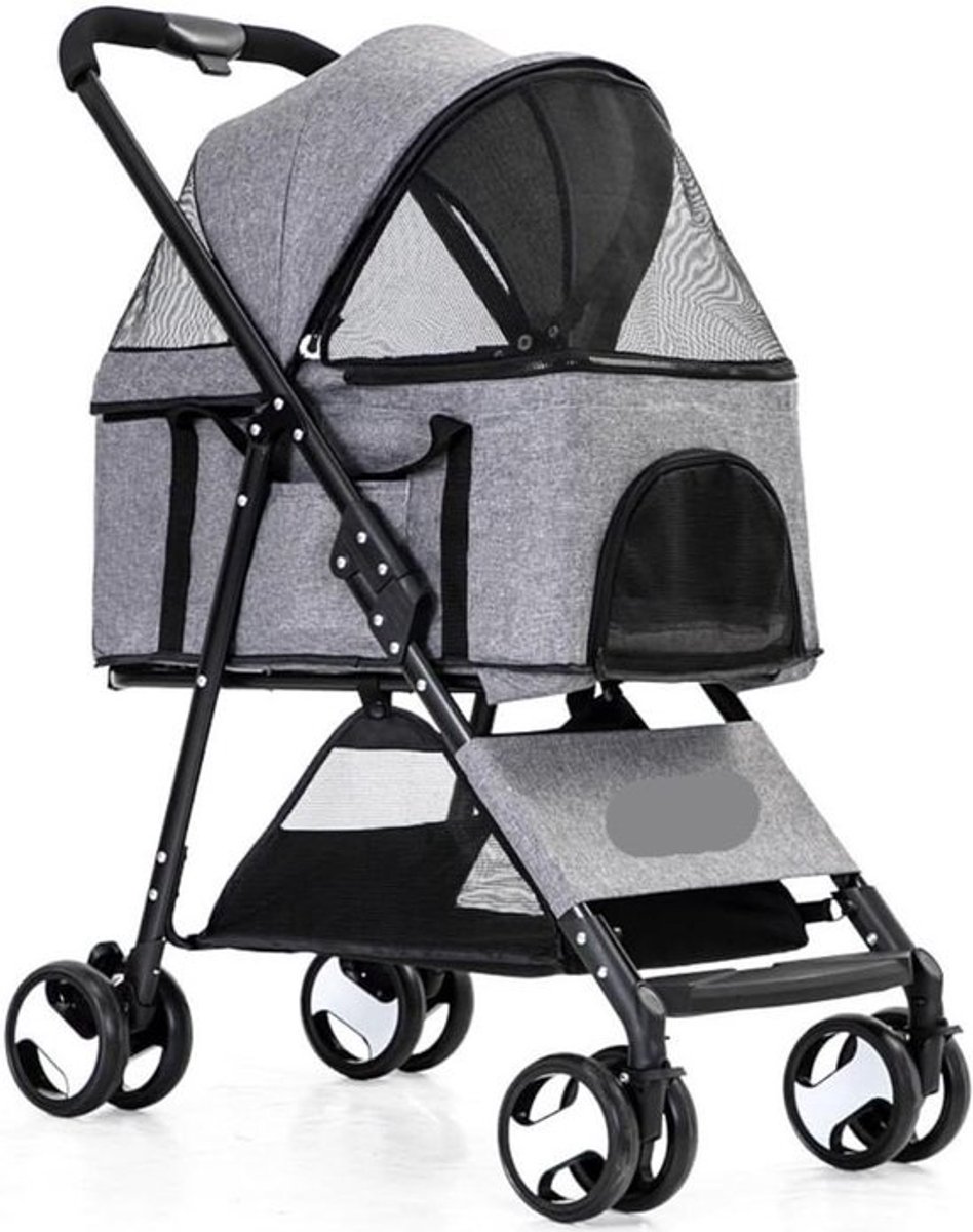 Huisdier Kinderwagen - Reisbuggy Huisdier - Buiten Reizen - Afneembare Draagtas - Tot 20 kg - Grijs