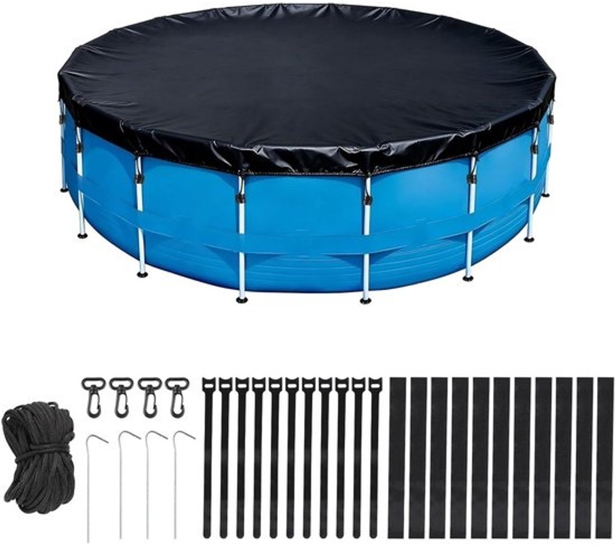 Zwembadafdekking Rond - Zwembadzeil - Water Kwaliteit - UV Bestendig - 366 cm Diameter - Zwart