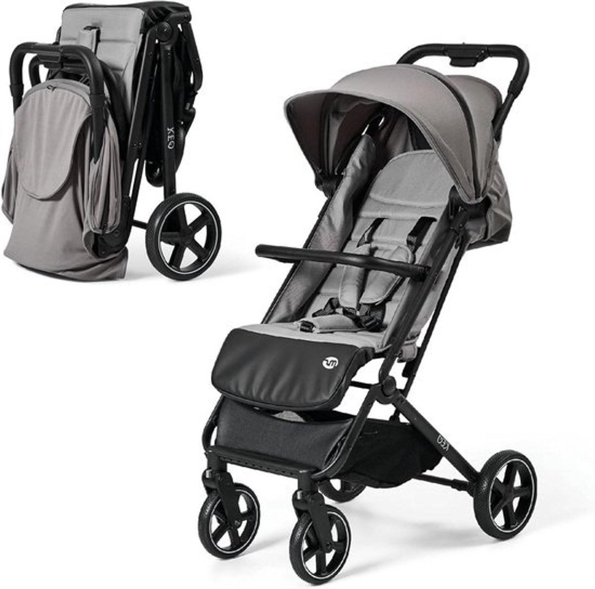 Kinderwagen Buggy - Lichtgewicht Buggy - Compact Reizen - Eén Hand Vouwmechanisme - Tot 22 kg - Grijs