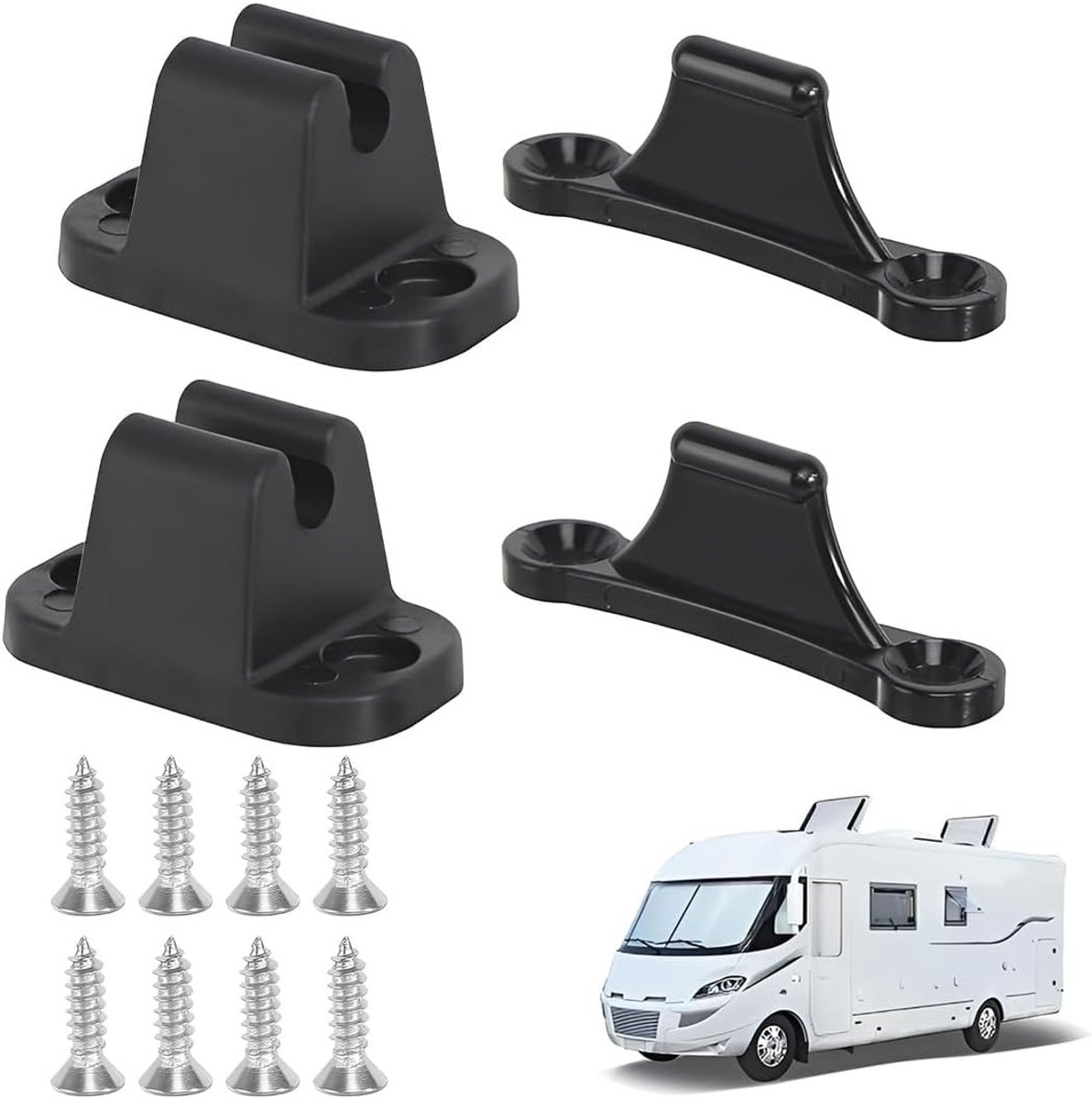 Deurhouders voor caravans, set van 2, vierkant zwart, ideaal voor stabiliteit en veiligheid