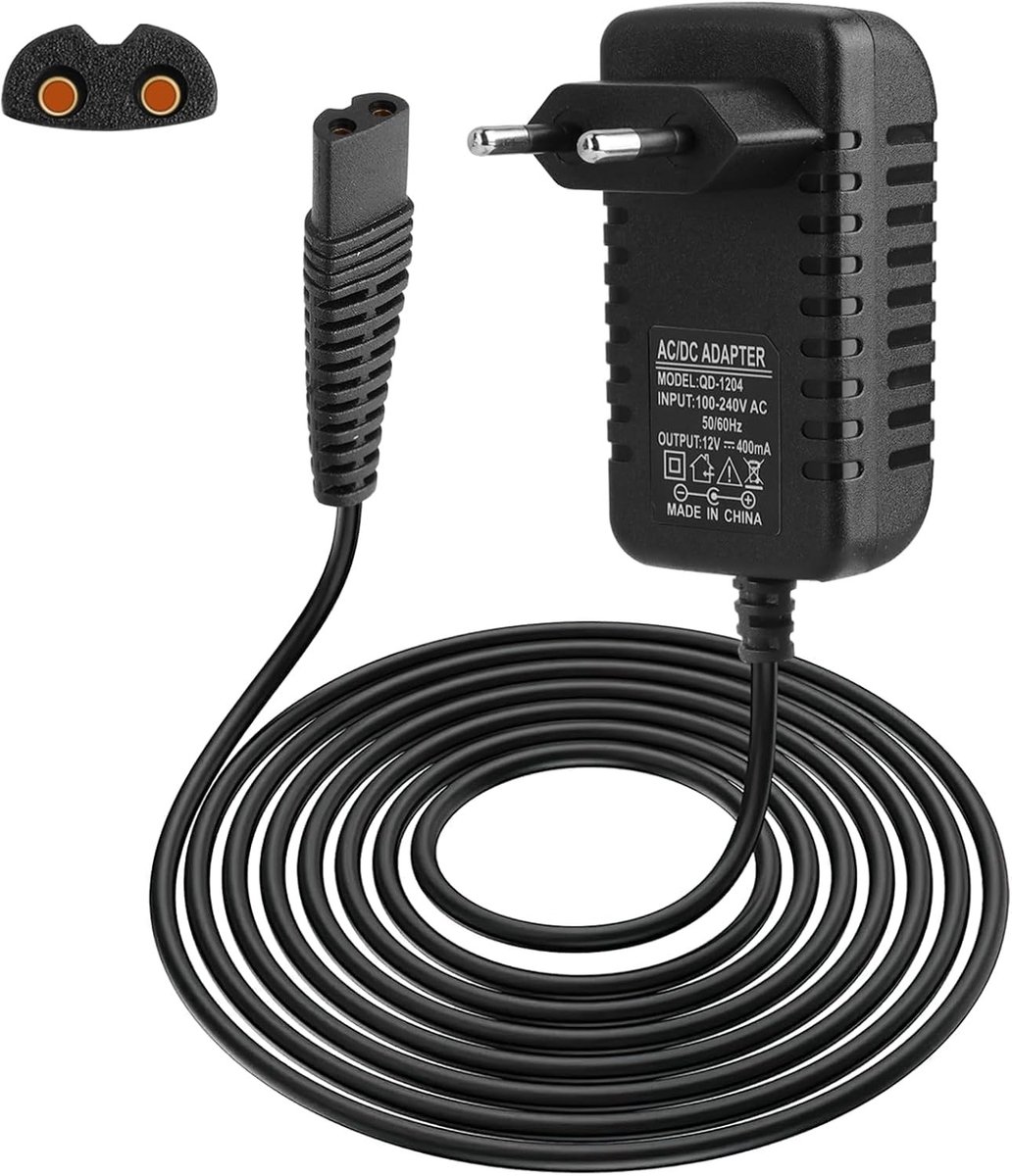 Oplader 12 V 0.4 A voor elektrische scheerapparaten, geschikt voor verschillende series en modellen