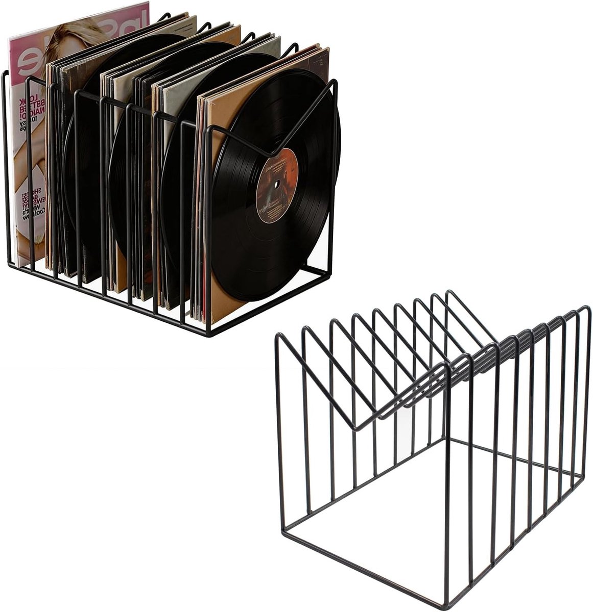 Vinyl Platenopslag Stand met 9 Compartimenten, M-Vormige Display Stand voor Thuis en Kantoor, Organiseer je Platen en Accessoires