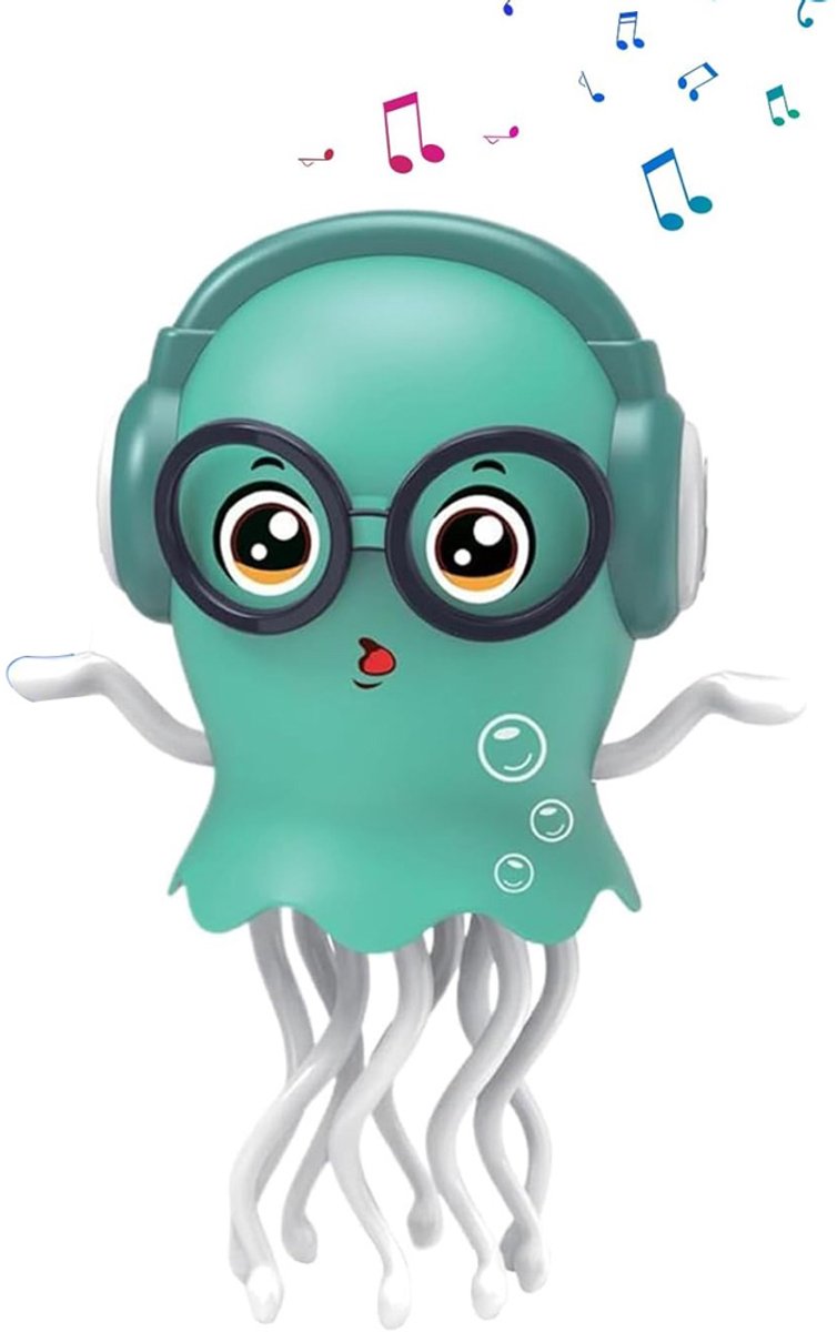 Kwallenspeelgoed met ledlicht en muziek – speels, automatisch sturend kruip- en dansspeelgoed voor baby's met slimme tentakels – dansende octopus – groen