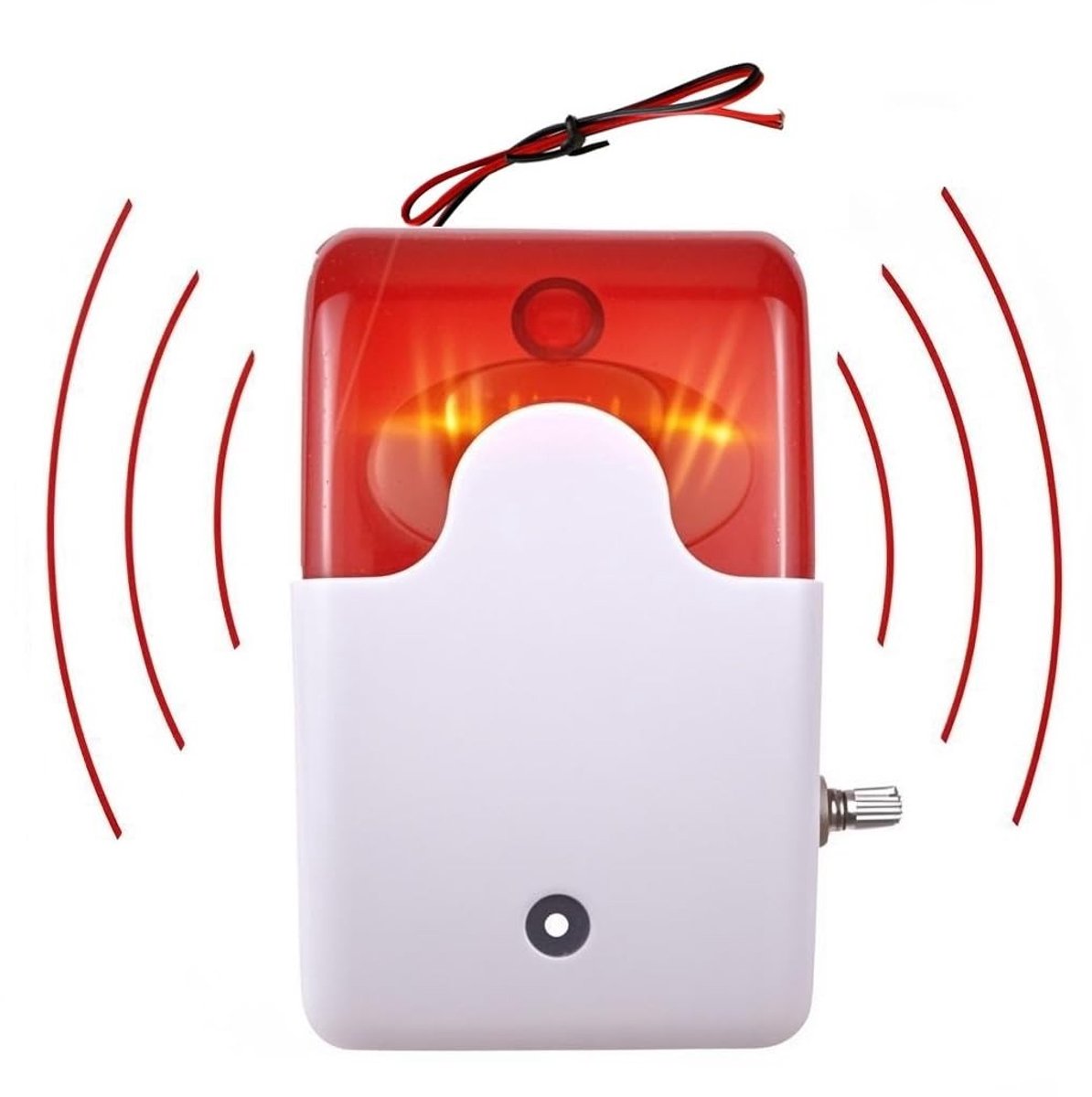 12V Alarm Horn met Flitslicht en Stroboscoop - Rood