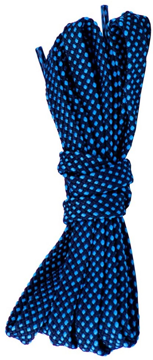 Plat Robuuste Schoenveters - Polyester - 140 cm - Blauw en Zwart
