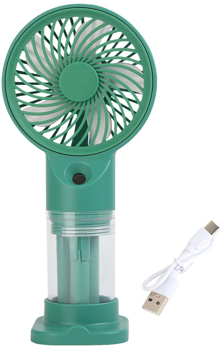Handventilator met Verneveling - Draagbaar en Oplaadbaar - Donkergroen