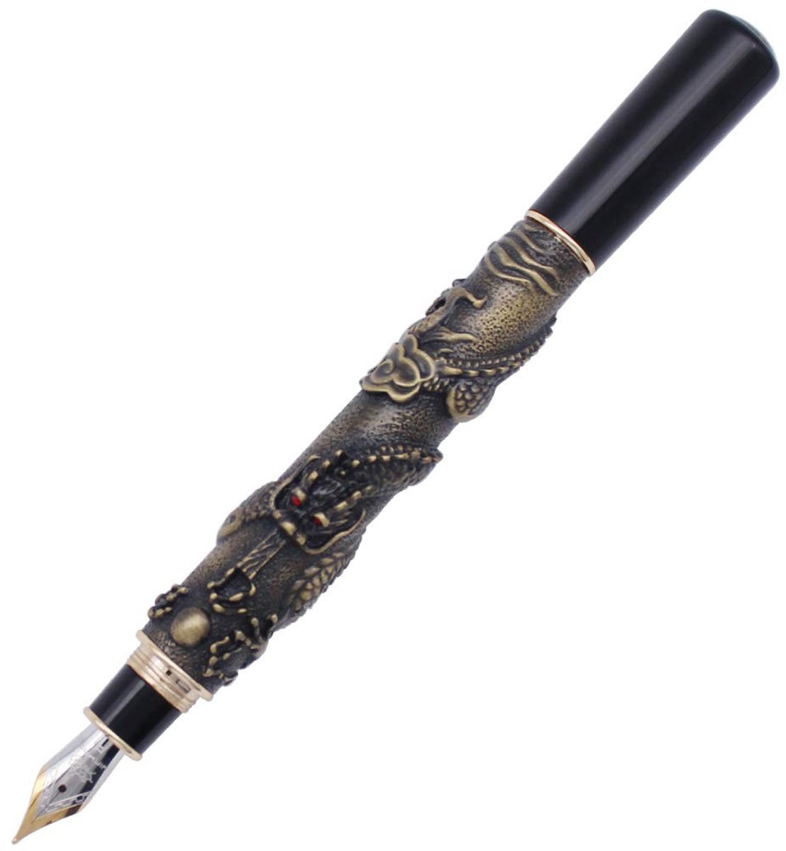 Fountain pen met originele doos en 5 kleuren inktpatronen - Bronzen