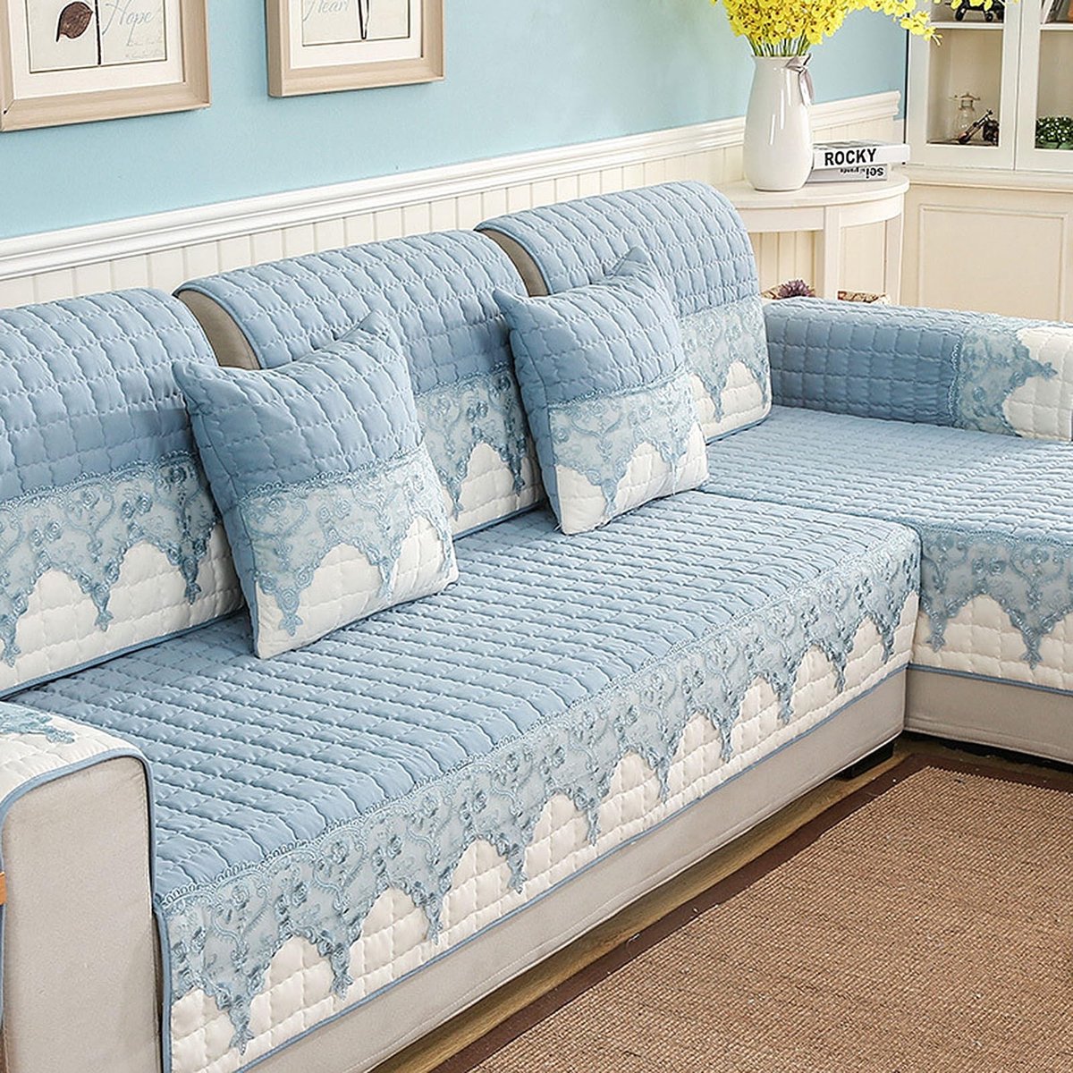 Sofahoes met Antislip - Blauw - 90 x 120 cm