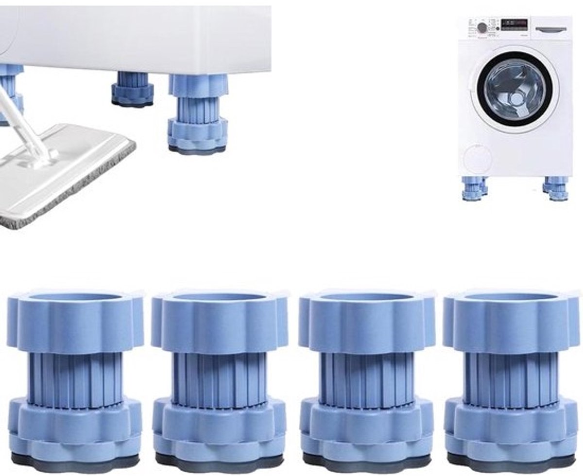 Wasmachine Verhogingspads - Anti-slip Pads - Apparaten Stabiliseren - Schokabsorberend Ontwerp - Binnendiameter 47 cm - Blauw