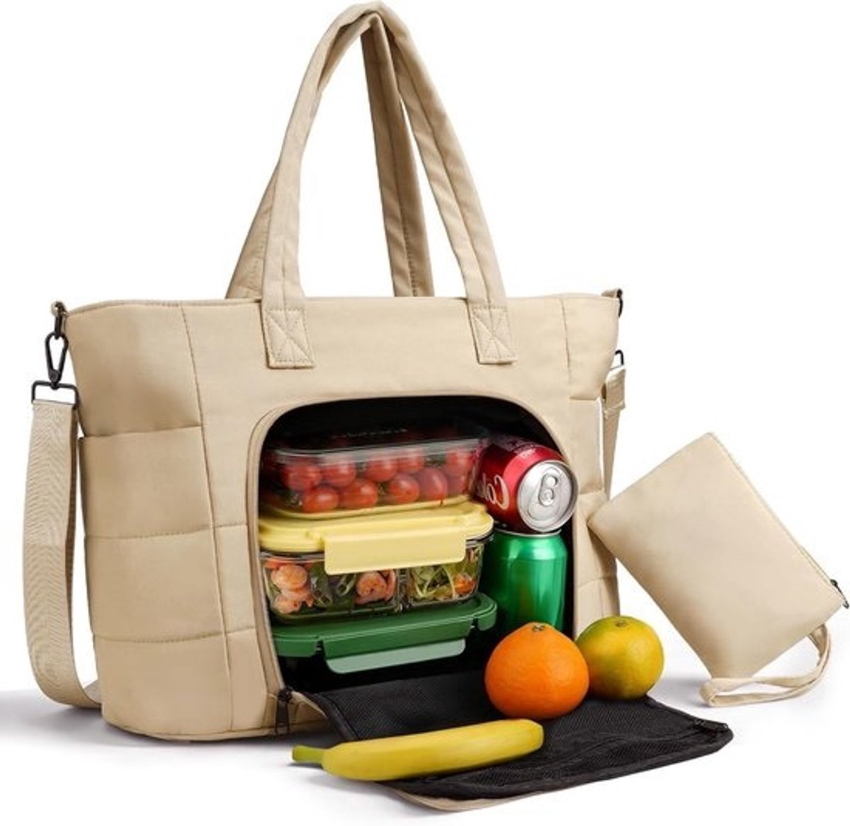 Lunchtas Laptoptas - Werk Tas - Maaltijden Meenemen - Thermisch Geïsoleerd - 41x15.5x31 cm - Taupe