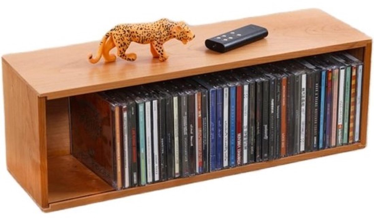 CD-rek - Media-opslag - Muziek organiseren - Stapelbaar en compact - 50cm hoog - Naturel