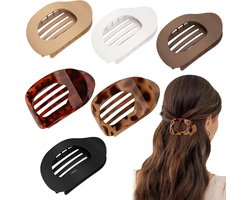 Set van 6 platte haarclips voor vrouwen, sterke grip, ultradun en lichtgewicht ontwerp, ideaal voor sport, kantoor en dagelijks gebruik, met 4 matte en 2 glanzende clips