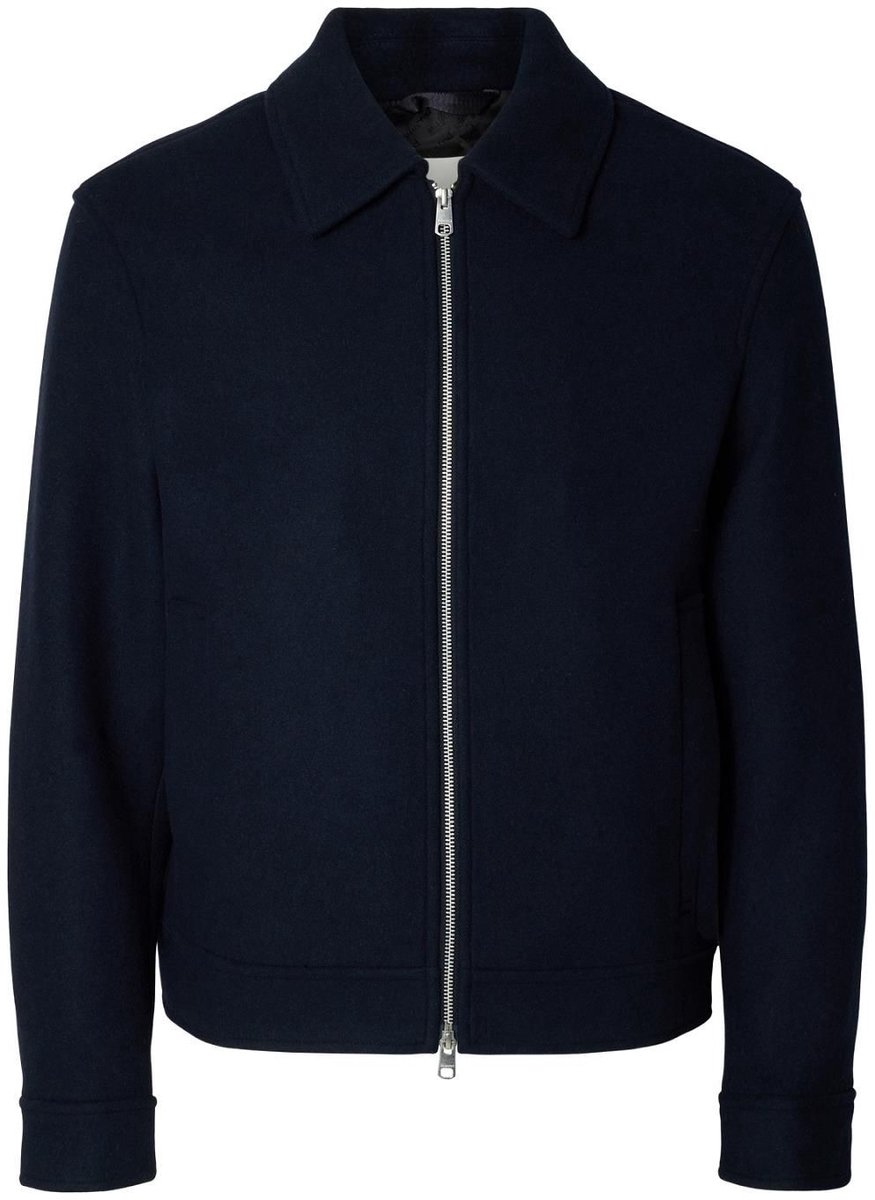 SLM Philip Wool Blend Jacket Sky Captain Blauw
