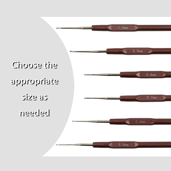 Ergonomische Haaknaalden Set van 6 Stuks (0.5-1mm) – Perfect voor Haken, Breien en Creatieve Projecten, Geschikt voor Beginners — afbeelding 5
