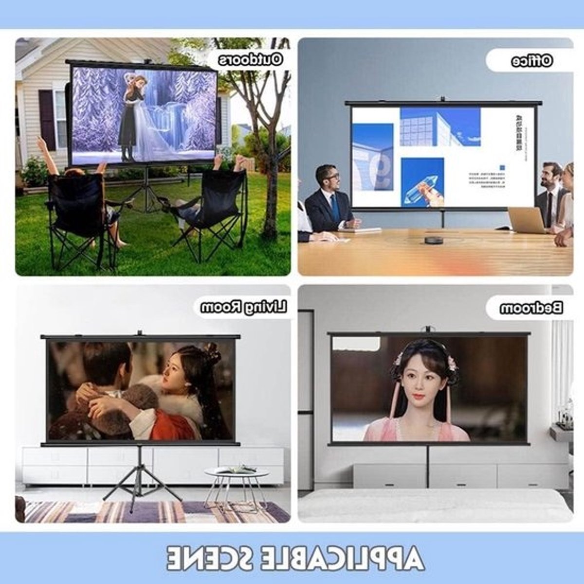 Projectiescherm met Statief - Filmscherm Beamerdoek - Thuisbioscoop Presentatie - Kreukvrij Glasvezel Scherm - 60 Inch 4:3 - Wit