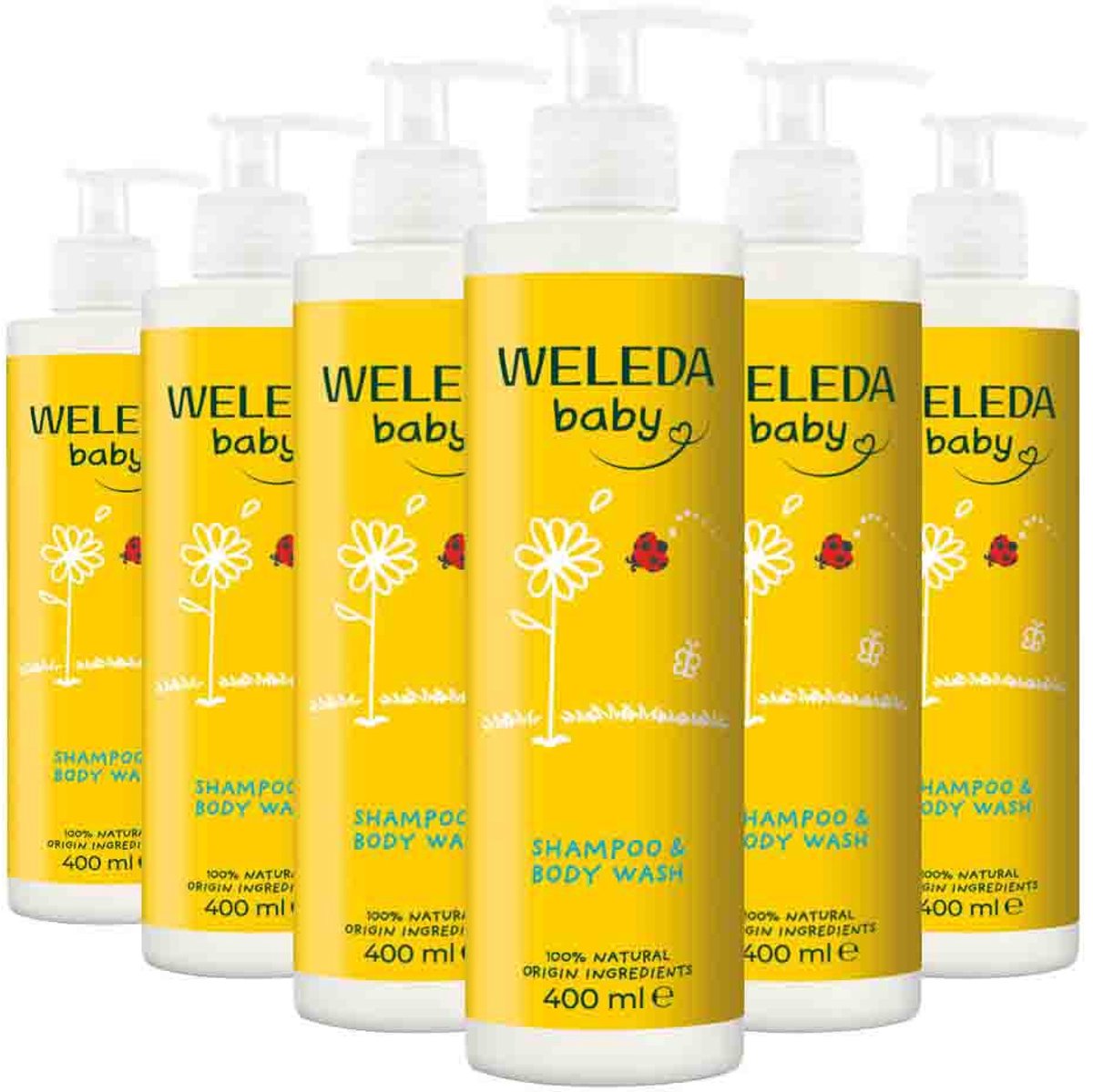 WELEDA - Baby Calendula Shampoo & Douchecrème - 6 x 400 ml - Voordeelverpakking
