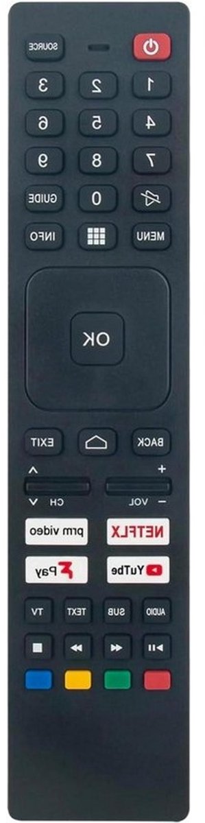 Vervangende Afstandsbediening - Universele Afstandsbediening TV - TV Bediening - Ergonomisch Ontwerp - 19.5 cm - Zwart