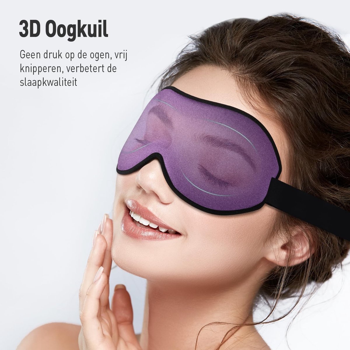 2024 3D Slaapmasker voor Zijslapers, Zacht en Ademend Oogmasker, 100% Lichtdicht en Verstelbaar, Ideaal voor Reizen en Ontspanning, Paars