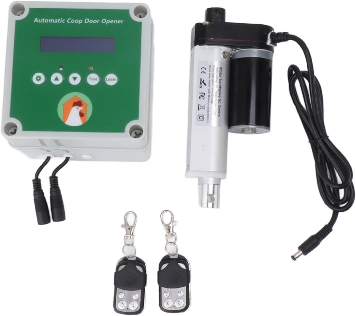 Automatische deur opener voor kippenhok met programmeerbare lichtsensor, afstandsbediening en 100-240V voeding voor boerderijgebruik
