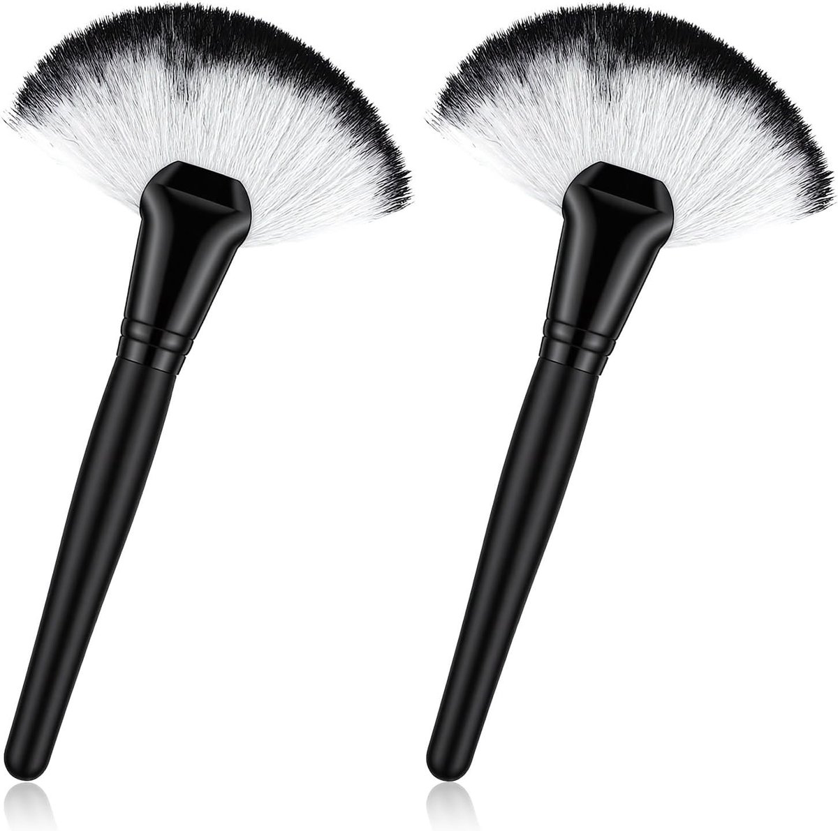 2 Stuks Make-up Borstels voor Vrouwen - Gezichtsventilator, Poederborstel en Highlight Tool voor Perfecte Huidverzorging en Cosmetica