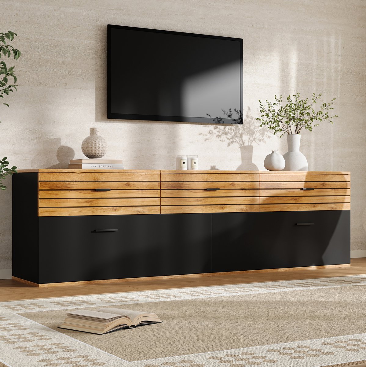 FloraGrace TV-Meubel - 3 Lades En 2 Klepdeuren - Voor Televisies Tot 65 Inch In Woonkamer 