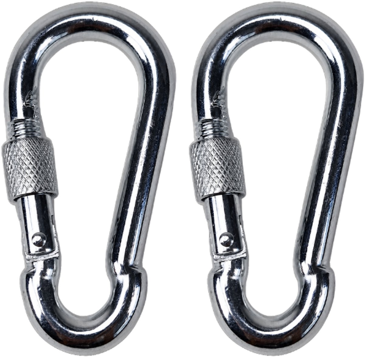 BCF-Products - Karabijnhaak - 7x70mm - 2 stuks - Verzinkt staal - met Schroefsluiting - Musketonhaak - Carabiner