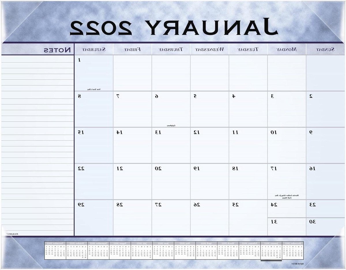 Bureaukalender Onderlegger - Jaarplanner - Planning Maken - Inktbestendig Papier - 21-3/4 x 17 Inch - Leisteenblauw