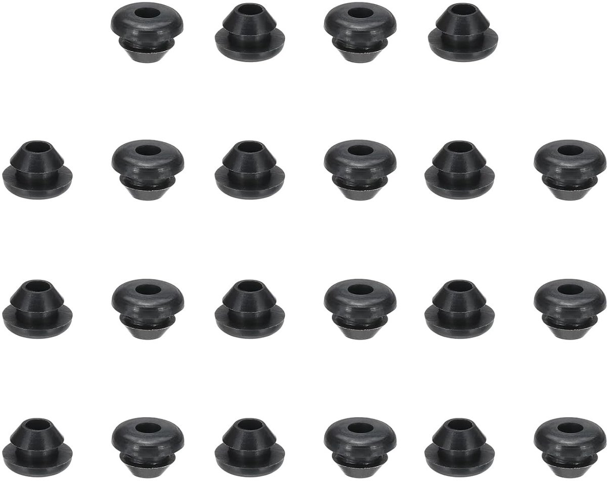 Silicone Rubber Seals - 22 Stuks, 3/16" (5mm) Boorgat, 1/8" (3mm) Binnenmaat, Ideaal voor Waterdichte Toepassingen en Irrigatiesystemen, Zwart