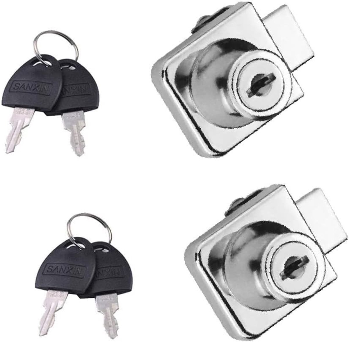 Veiligheidsdeursloten voor Glazen Kasten - 2 Stuks Enkele Open Zinklegering Sloten met Sleutels voor 5-8mm Glasdeuren, Ideaal voor Showcase en Display