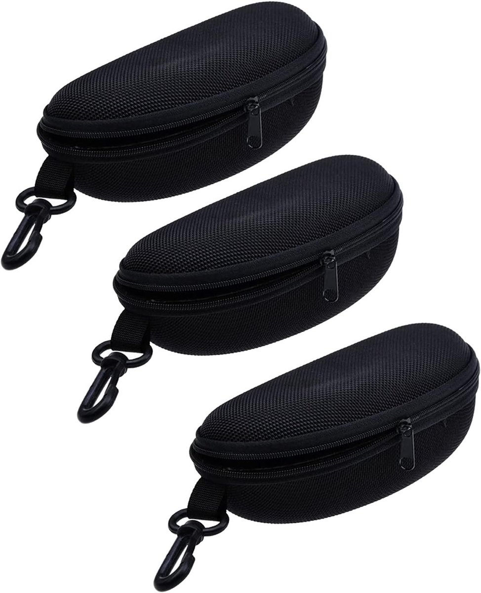Draagbare hard case opbergtas voor zonnebrillen, set van 3, zwart, ideaal voor bescherming en organisatie