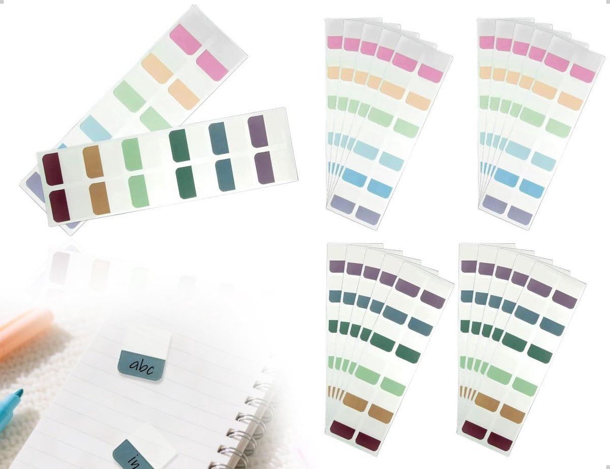 240 Herbruikbare Plaktabs voor Documenten, Boeken en Mappen - Index Tabs en Labeling voor Kantoor en Thuis