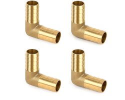Buisbocht, buisverbinder, 90 graden, 16 mm, verbindingsstuk, barbit, messing slang, flexibel verbindingsstuk, adapter voor lucht, water, olie, brandstof (4 stuks)