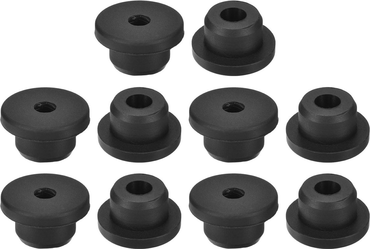 Kabeldoorvoer rubber, 8 mm ID, 17 mm, boorggaten, siliconen top-bits, rubberen afdichting, rubberen stop, bescherming van draden, kabels voor bedrading, zwart