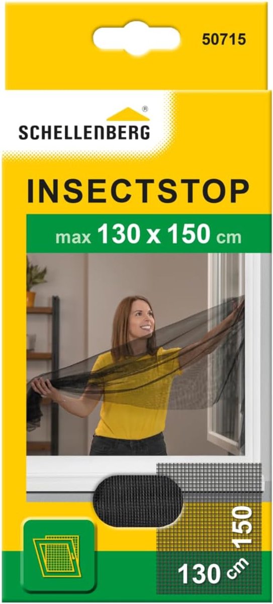 Thijox - Nylon Horrengaas 130x150 cm, Muggen- en Insectengaas Met Bevestigingstape Zonder Boren, Antraciet, Ideaal Voor Ramen, Tuin, Keuken