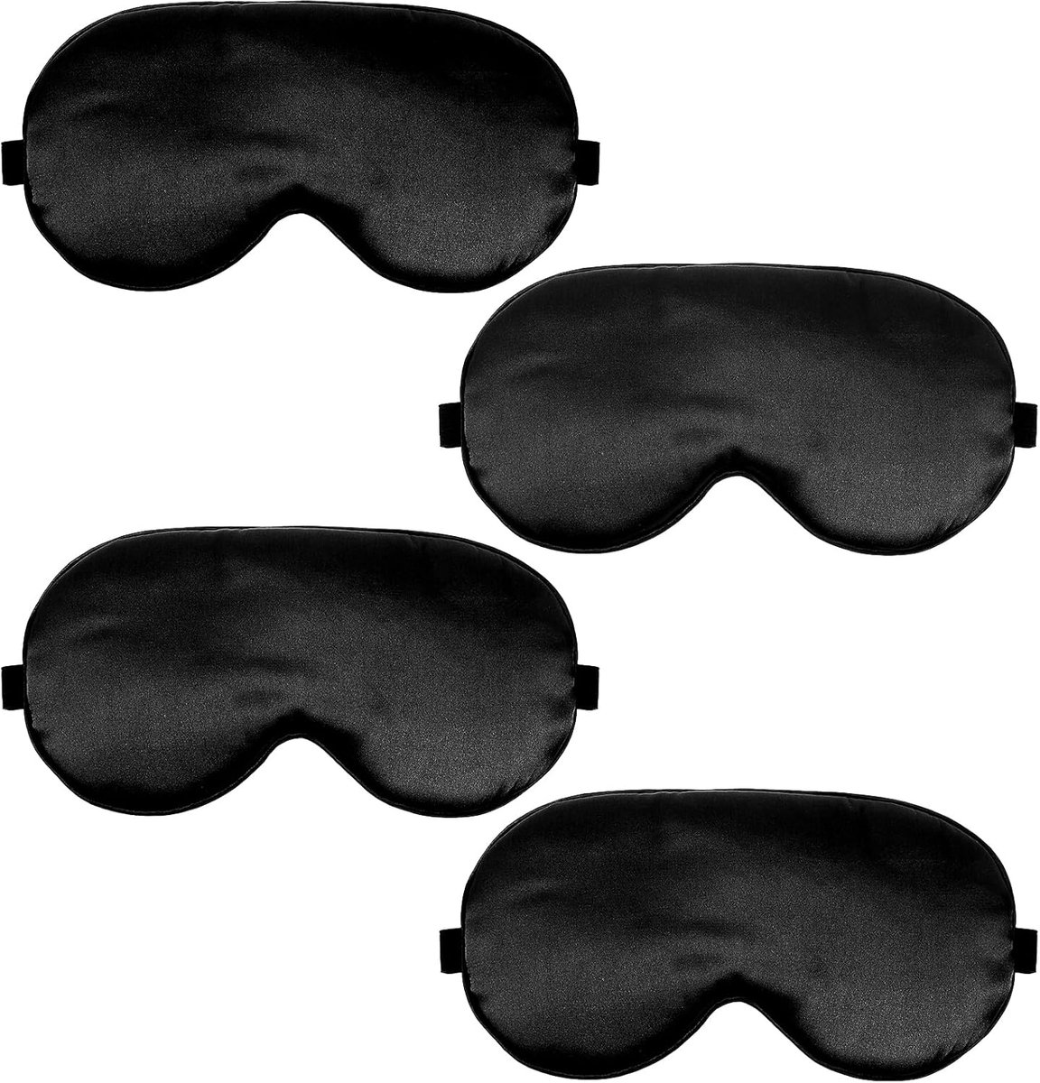 Thijox - 4 stuks zijden slaapmasker voor mannen en vrouwen, verstelbaar lichtblokkerend oogmasker, zacht ademend polyester, zwart, marineblauw, donker