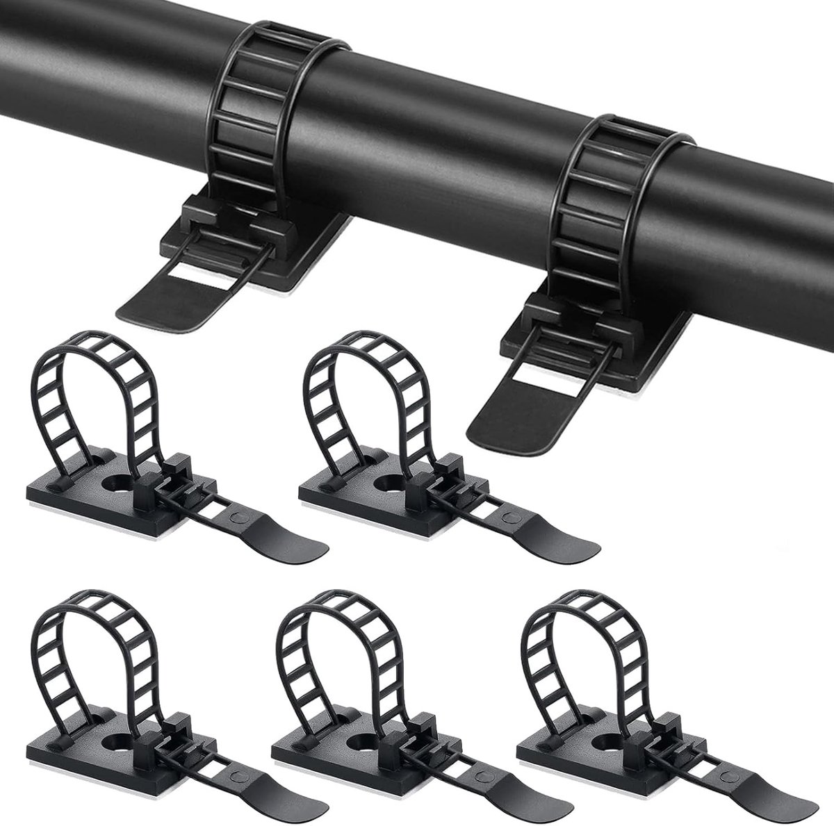 Thijox - 60 Stuks Zelfklevende Kabelclips, Kabeldoorvoer, Kabelmanagement voor Bureau, Kantoor en Huis, Duurzaam Kunststof, Sterke Kleefkracht, Organi