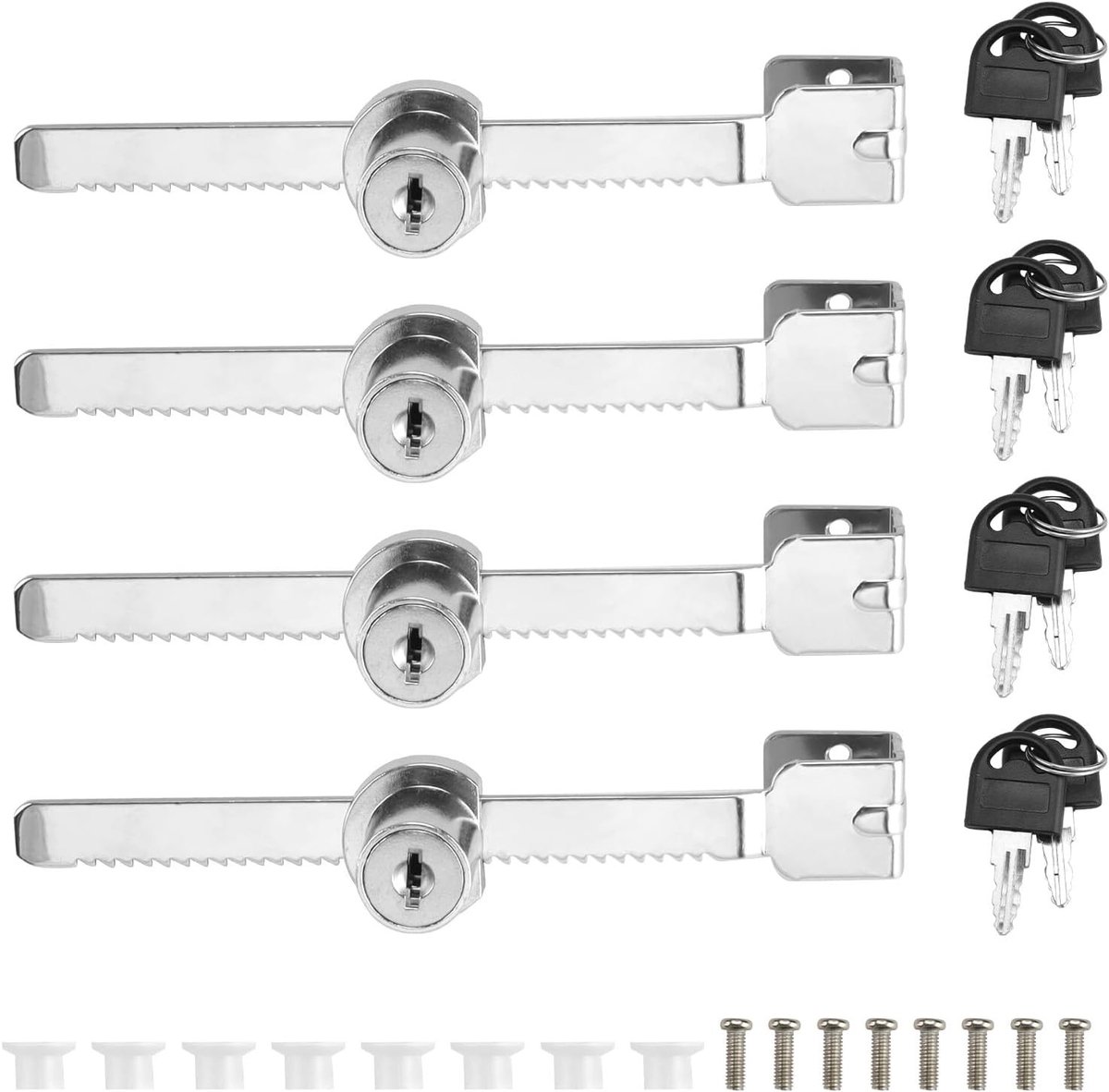 Veilige Glazen Deurslot Set van 4 Stuks, Sleutelslot voor Glazen Deuren en Kasten, Geschikt voor 2-6 mm Dikte, Duurzaam en Gebruiksvriendelijk