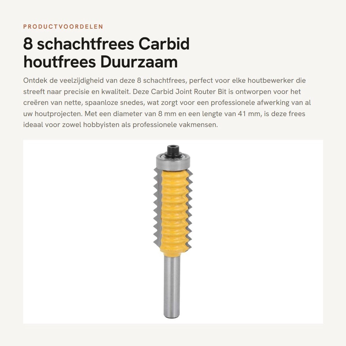Inovra - 8 schachtfrees - Carbid houtfrees - Duurzaam en sterk - 8 x 41 mm - Multi-Tooth frees - Ideaal voor houtbewerking - Precisie snijden