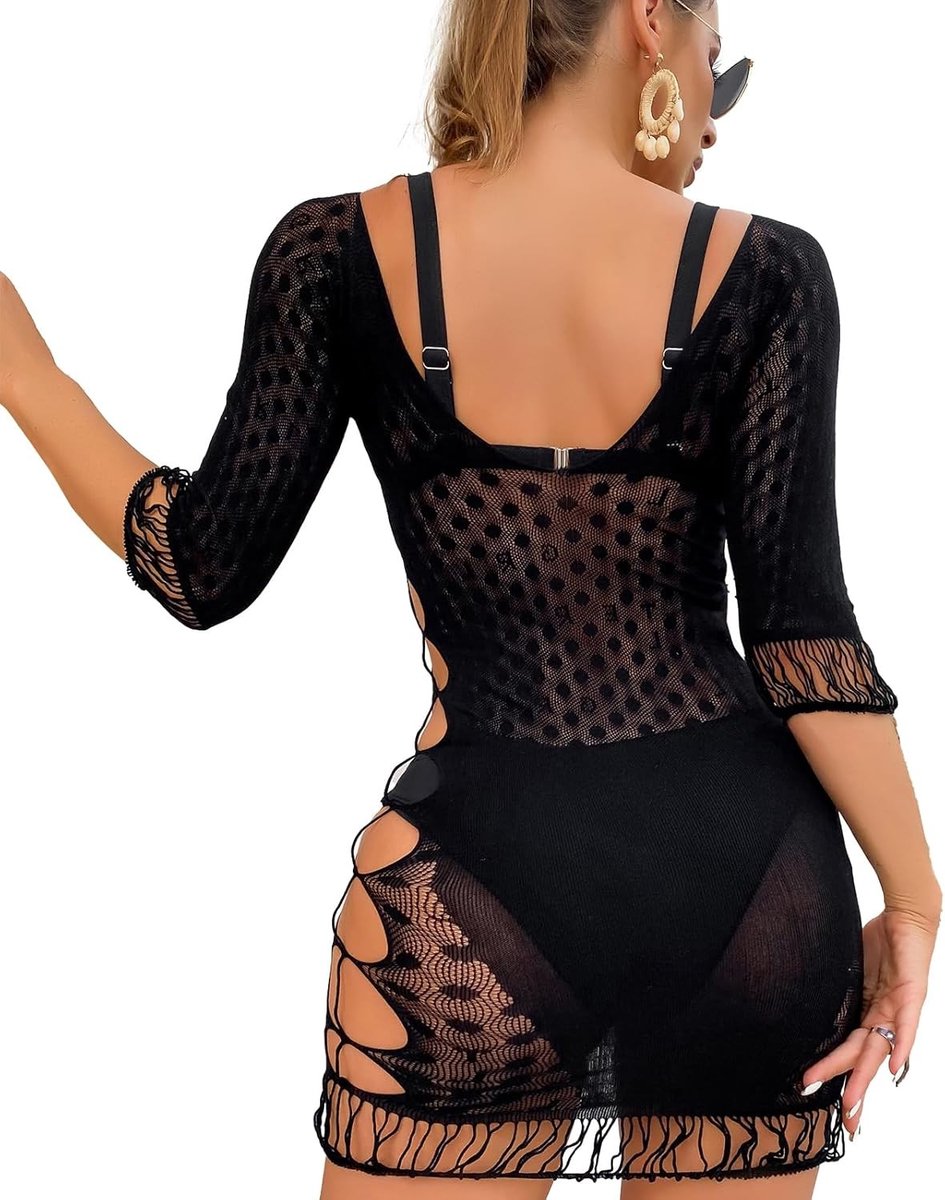 Verleidelijke Fishnet Bodysuit voor Dames, Sexy Lingerie, Perfecte Outfit voor S-XL, Zwart, Ideaal voor Speciale Gelegenheden