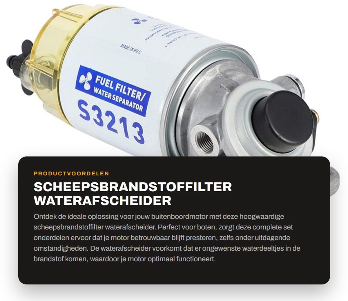Inovra- Scheepsbrandstoffilter Waterafscheider - Complete Set - Onderdelen - Voor Buitenboordmotor - Voor Boten - Hoogwaardige Kwaliteit - Brandstoffilter