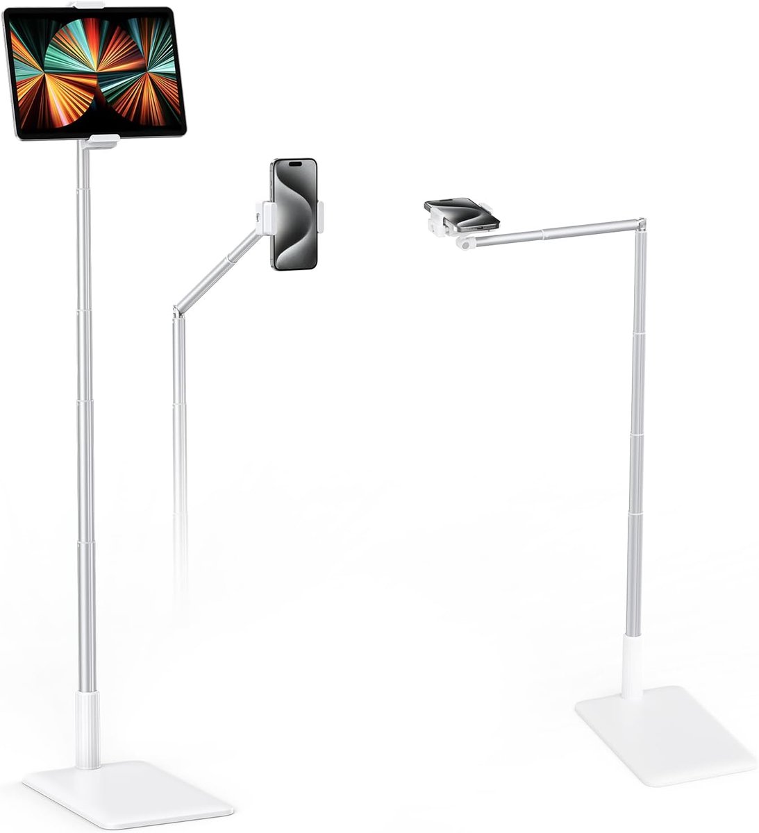 Thijox - Verstelbare Tabletstandaard en Telefoonhouder, 360 Graden Draaibaar, Uittrekbaar voor iPad, Kindle, E-book Reader, Ideaal voor Bed en Fitness