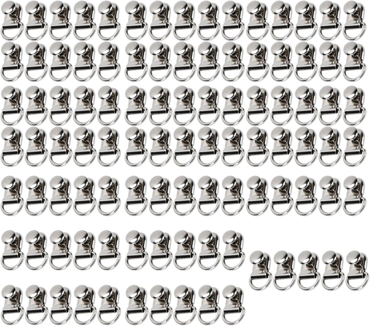 D-ring haakjes voor veters, 100 sets van 9x14mm eyelet sluitingen voor leren tassen en schoenen, zilver