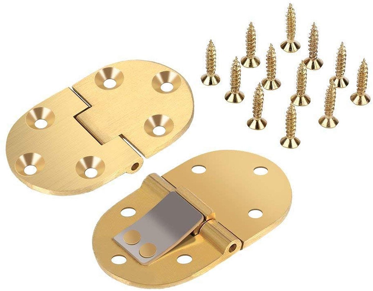 Inovra- Scharnier Set - Scharnier Reparatie Plaat - Scharnierboor - Scharniermal - Scharnieren - Roestvrij Staal - Hoogwaardige Messing 6.3 x 3.8 cm - Tafel Scharnier