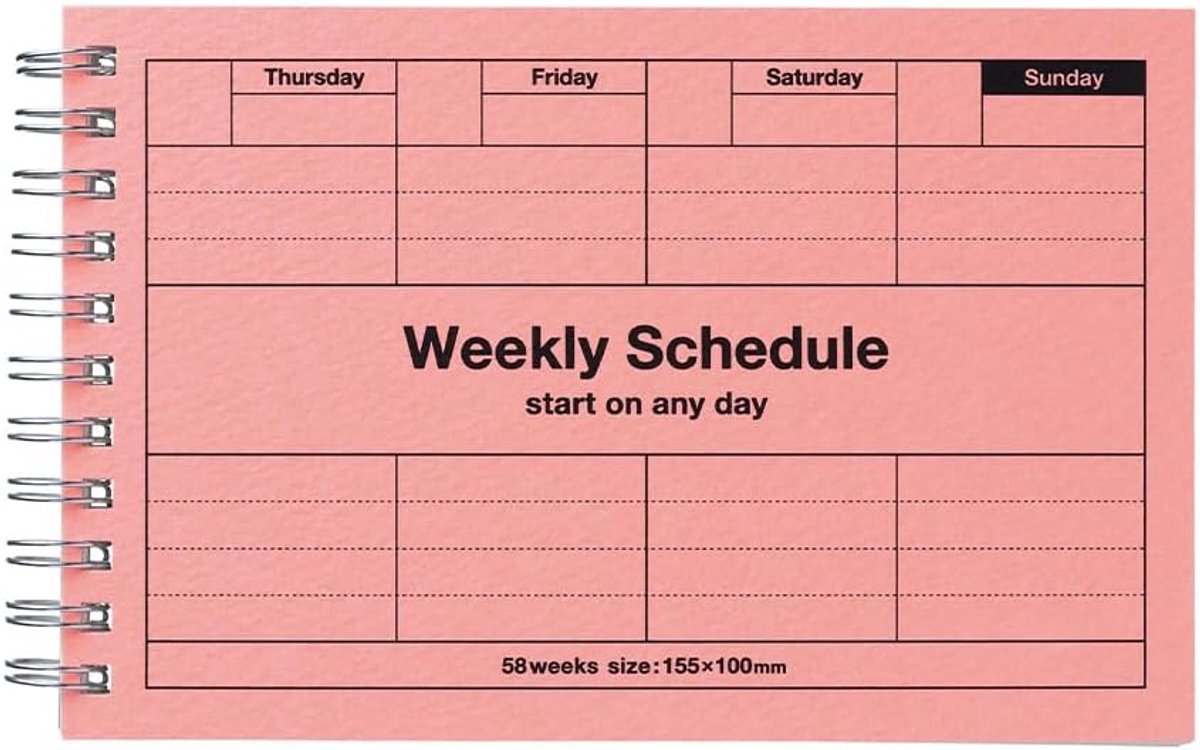Thijox - Neo Pink Weekplanner A6 Ongedateerd - 58 Weken Planner met Maandoverzicht - Compacte Zakkalender met Ringbinding voor Kantoor, Studie en Dage
