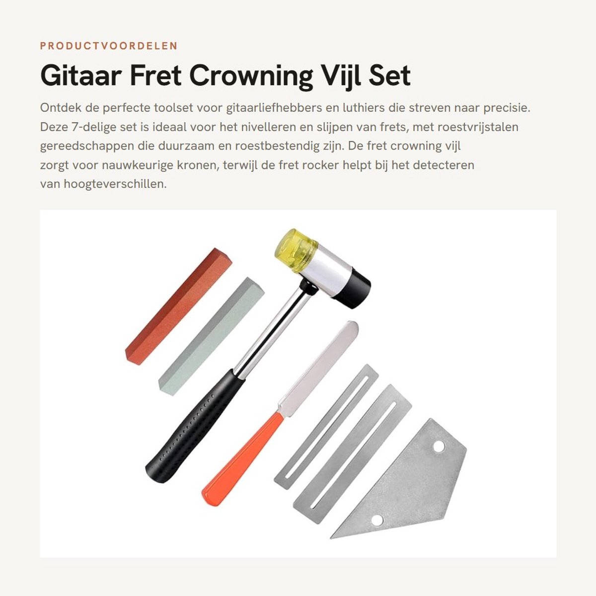 Inovra- Fret Crowning File - Roestvrij Stalen Nivelleringsset - Fret Rocker - Fingerboard Protectors - Luthier Gereedschap - Ergonomische Handgreep - Gitaar Gereedschap