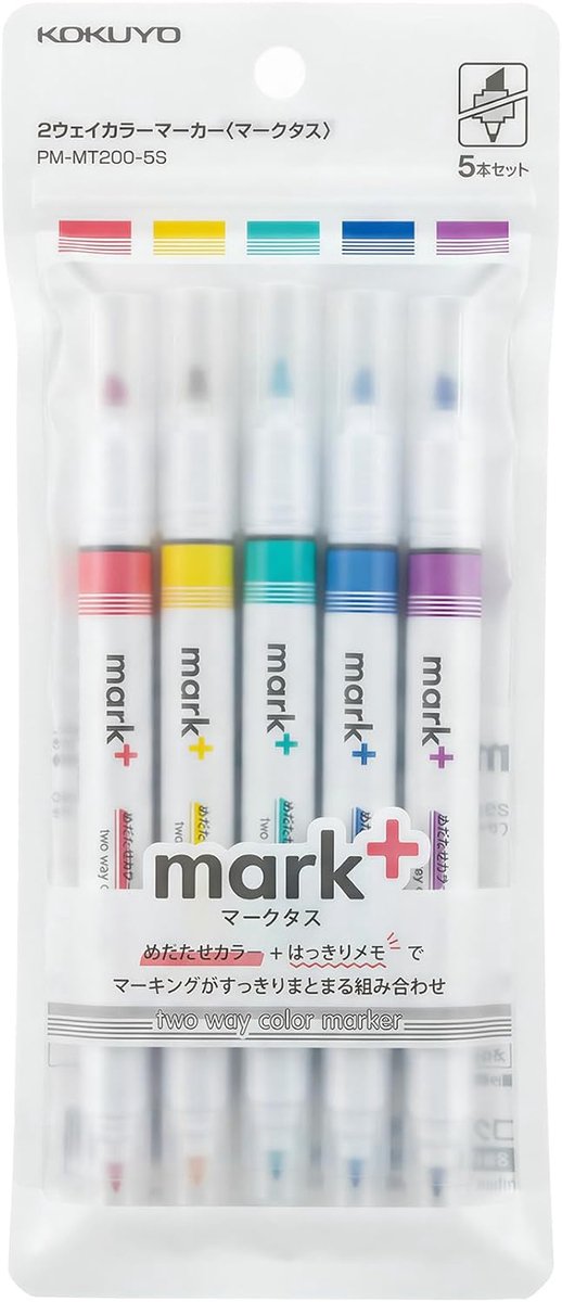Thijox - 2-Way Pastel Markeerstift Set - 5 Kleuren Dubbele Punten - Sneldrogende Beitel Fijne Punt - Roze, Blauw, Groen, Paars, Geel - Perfect voor No