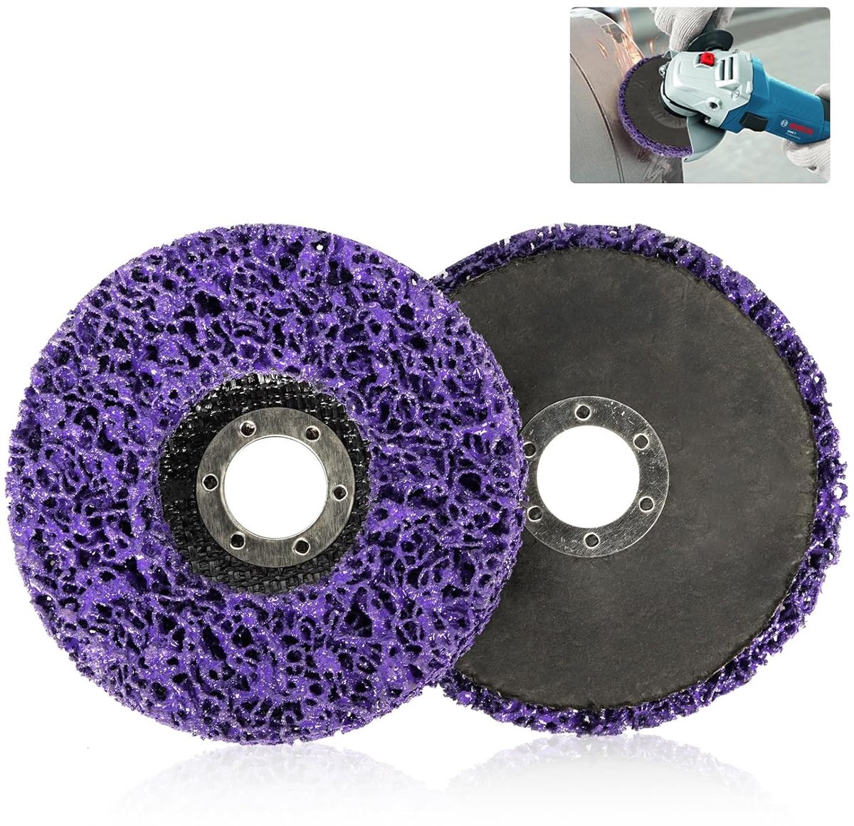 115mm Schuurwiel voor Disc Grinding, 2 Stuks Reinigingsschijven, Ideaal voor Roestverwijdering, Lakschoonmaak en Oxidatie Verwijdering