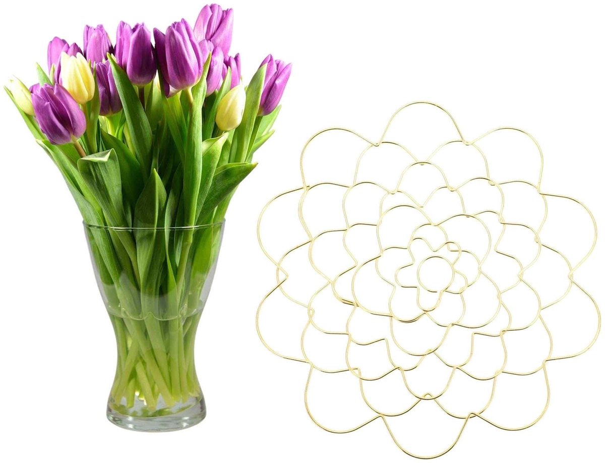Inovra- Stengelhouder 12 cm - Bloemenstandaard - Bloemenrooster - Bloempotorganizer - Goudkleurig - Duurzaam ontwerp